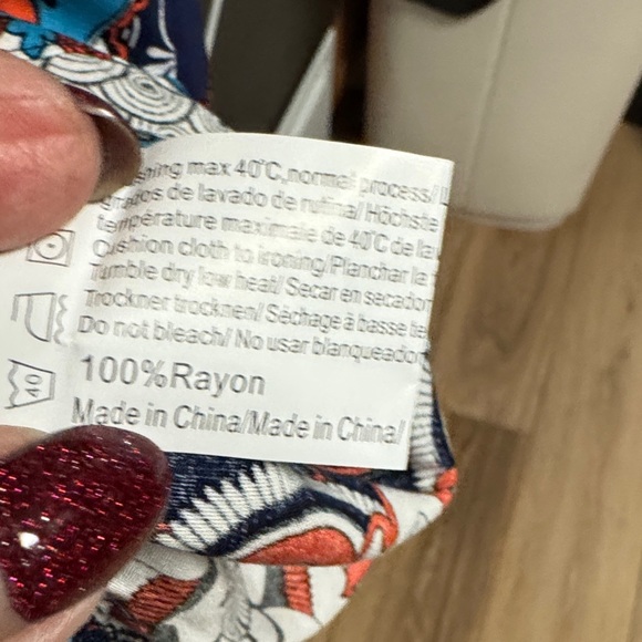 Hotouch NWT L blue orange white Bohemian Floral Print Tassel tie Dress - Picture 8 of 9